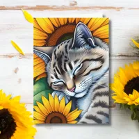 Have a Wonderful Day | Napping Cat and Sunflower Card