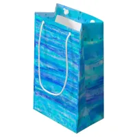 Digital Art Blue and Purple Waves Abstract  Small Gift Bag