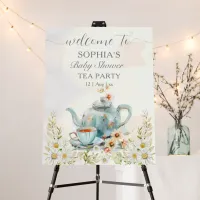 Tea Party Watercolor Teapot Boy Baby Shower Foam Board