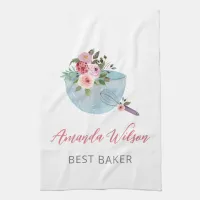 Personalized Floral Bowl and Whisker Bakers Kitchen Towel