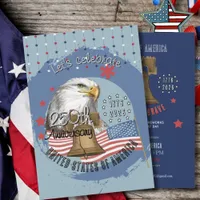 Eagle & Liberty Bell US 250th Anniversary Blue Invitation