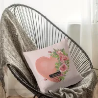 Pink Rose Heart  Throw Pillow