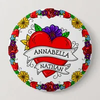 Romantic Couple's Gift | Tattoo Style Art     Button