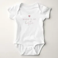 Mama Is My Bestie Pink Heart Baby Bodysuit