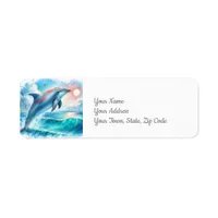 Dolphin Under the Sea Coastal Beach Label