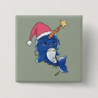 Christmas Narwhale Button