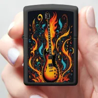 Colorful guitar with swirling flames zippo lighter