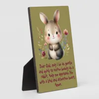 Rabbit Woodland Kids Christian Prayer on Green | Plaque