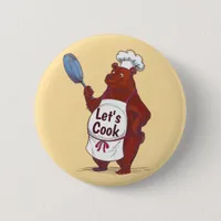 Cute Bear Cooking, Let's cook Chefs gift Button