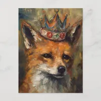 Fairytale Beautiful Red Fox in a Crown Postcard