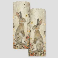 Whimsical Bunny Rabbit and Flowers Illustration Bookmarks