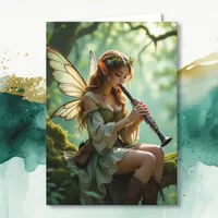 Elven Fairy with Clarinet | Magical Birthday Card
