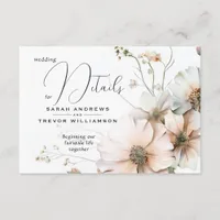  Watercolor Soft Blush Wildflower Wedding  Details Enclosure Card