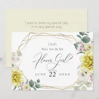 Yellow Peony Flowers  Will You Be My Flower Girl Invitation