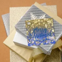 Elegant Blue Gold Snowflakes Merry Christmas Favor Tags