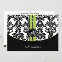 damask lime wedding invitation