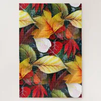 Ephemeral Autumn Foliage in Watercolor Vivid Bold  Jigsaw Puzzle