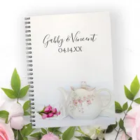 Teapot with Pink Roses Wedding Guest Book