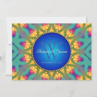 Bohemian Weddin Sunflower Monogram 5x7 Invitation