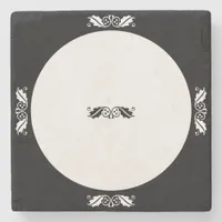 Stone Coaster - Holly Leaves in Black and White