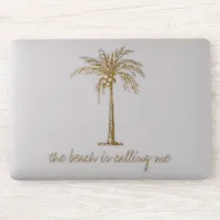 The Beach is Calling Me Golden Coconut Palm Tree Sticker
