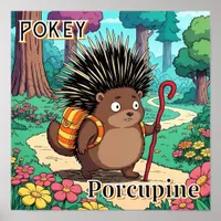 Pokey Porcupine  | Cute Cartoon Kid's Nursery Art Poster