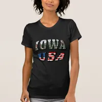 Iowa USA Flag & State Photo Text Women T-Shirt