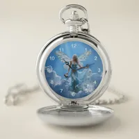 Beautiful Aquarius Fairy in the Clouds Pocket Watch