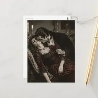 Vintage Woman and Vampire in Love  Postcard