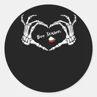 Skeleton Hand Heart Boo Season Spooky Vibe Classic Round Sticker