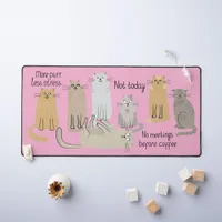 Cute Cats and Quotes Pink Desk Mat