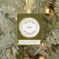 Minimalist Corporate Logo Merry Christmas  Gold Plated Banner Ornament