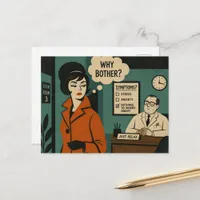 Why Bother Woman at the Doctor Mid Century Retro  Postcard