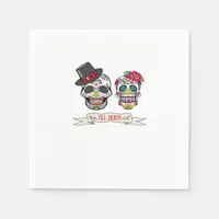 Skull Wedding Bride and Groom Till Death Print Napkins