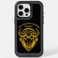 Unique Design of a Bison Wearing Headphones iPhone 15 Pro Max Case