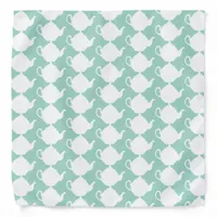 Vintage Teapot Pattern in Duck Egg Blue and White Bandana