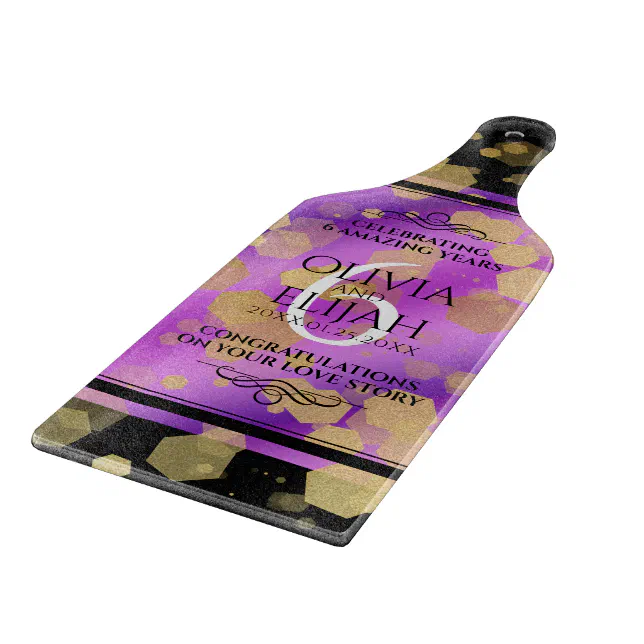 Elegant 6th Amethyst Wedding Anniversary Cutting Board