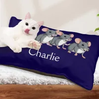 Funny Cartoon Mice Dark Blue Personalized Cat Pet Bed