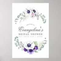 Dusty Violet Floral Bridal Shower Welcome Poster