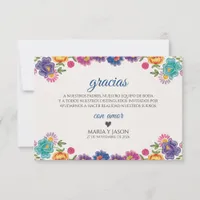 Colorful Floral Botanical Fiesta Spanish Wedding Thank You Card
