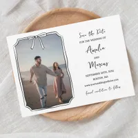Timeless Black and White Minimalist Hand Drawn Bow Save The Date