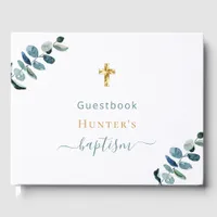 Baptism eucalyptus custom photo girl boy  guest book