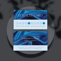 Modern Blue Hair & Makeup Artist Beauty Salon Loyalty Card