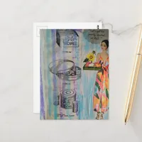 1950s Style Party Mixed Media Collage Postcard