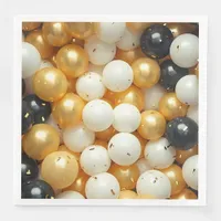 Black and Gold Balloons Anniversary Paper Dinner Napkins