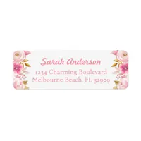 Blush Pink & Gold Floral Baby Shower Address Label