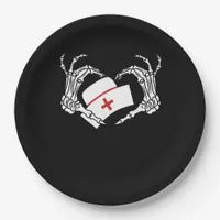 Skeleton Hand Heart Lazy - Halloween Costume Nurse Paper Plates