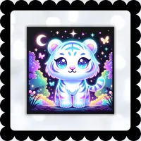 Cute Kids Holographic White Tiger | Window Cling