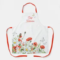 Poppies, Wildflowers, and Butterflies Floral Apron