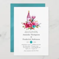 Boho Chic Floral Wine Tasting Rehearsal Dinner Invitation